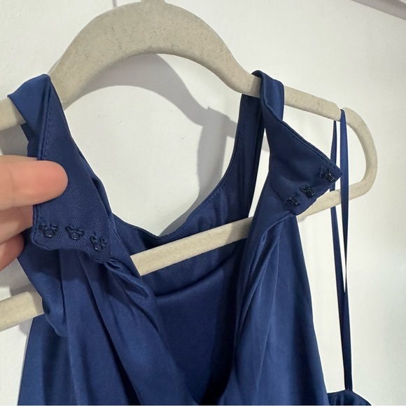 NWT New Anthropologie Mac Duggal Tiered Ruffle Halter Gown Blue - Picture 5 of 8